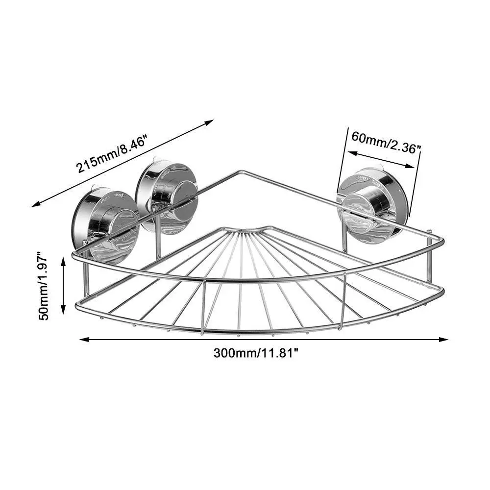 2 шт., угловая полка для ванной, для душа, Caddy, Вакуумная присоска, для ванной, держатель для хранения, нержавеющая сталь, настенный угловой Органайзер