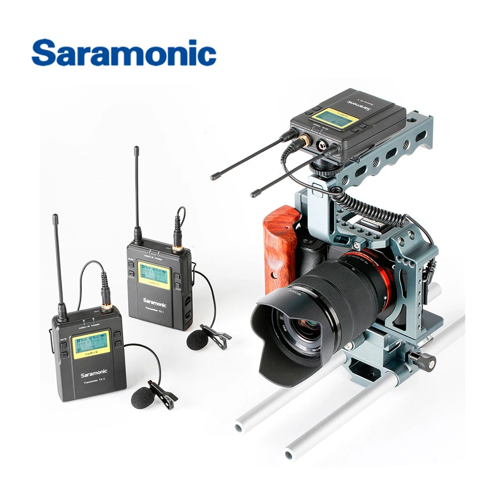 Saramonic UWMIC9 вещания UHF Беспроводной петличный микрофон системы передатчики приемник для DSLR камеры видеокамеры