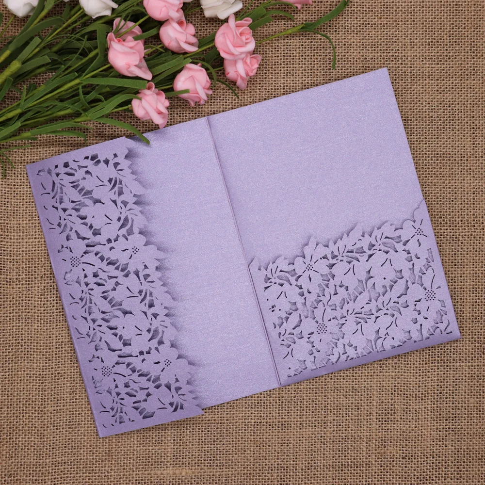  10pcs/pack Glitter Wedding Invitation Card Cover Leaves Shinny Paper Carved Invitations Birthday Ba - 33026320691