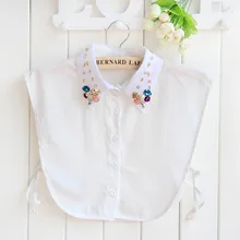 Новая мода Поддельный Воротник Женская белая рубашка ожерелья цвет воды алмаз блузки ложный воротник свитер Прямая