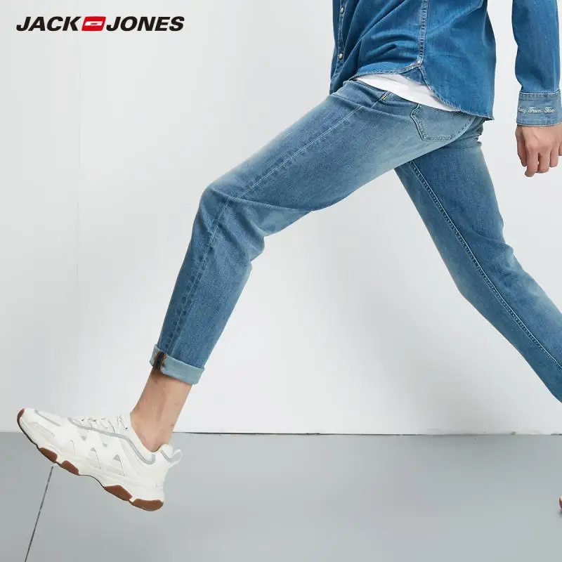 

JackJones Men's 2019 Stretch Light Color Slim Fit Tight-leg Letter Print Jeans-219232505
