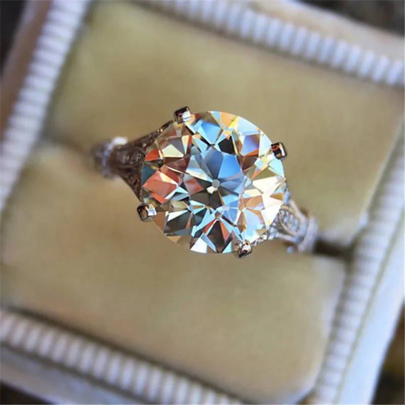 

Vintage Hollow Ring 925 Sterling silver 2ct AAAAA cz Promise Wedding Band Rings for Women Bridal Statement Party Jewelry Gift