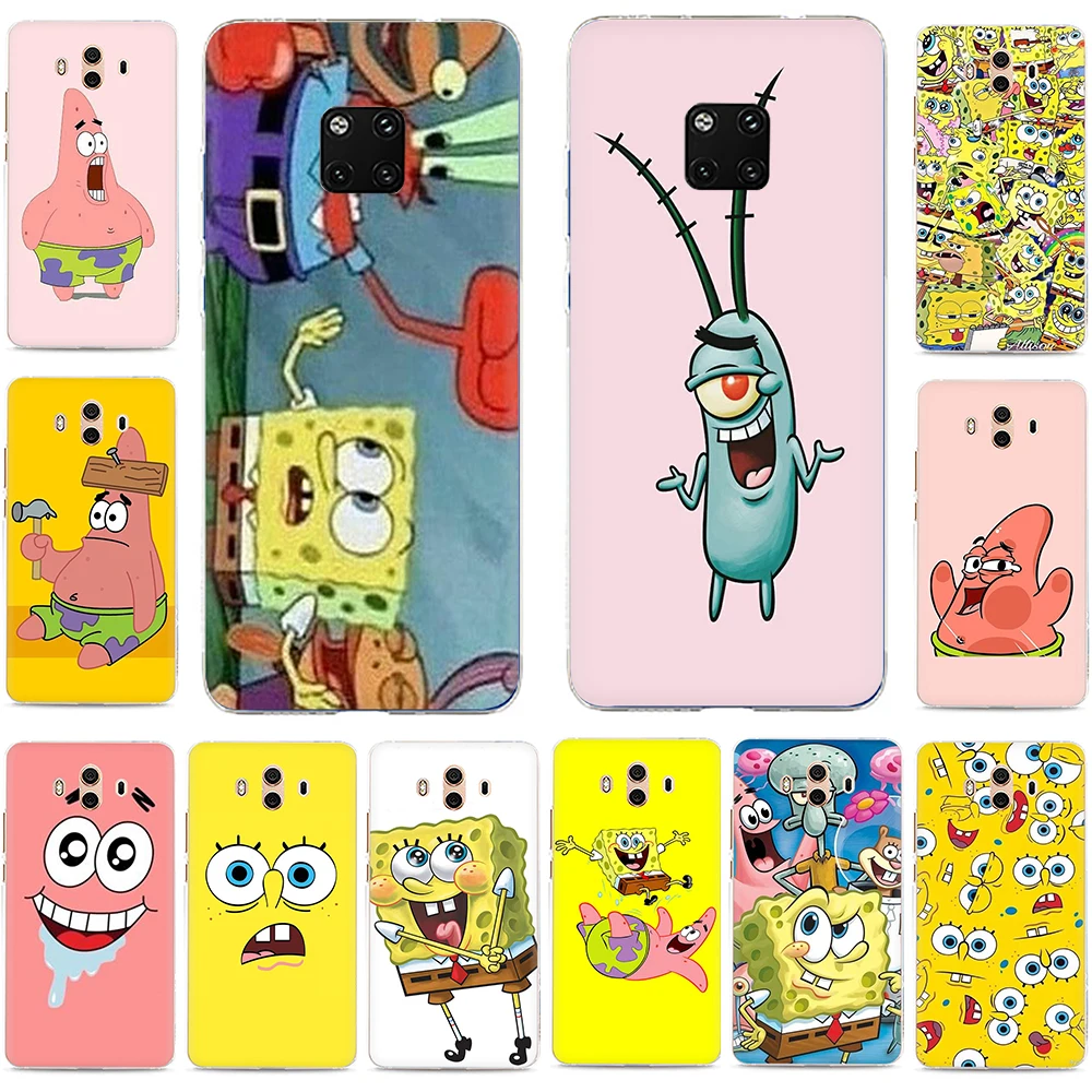 

SpongeBob Hard Phone Cover Case For Huawei Y5 6 7 2017 Y9 2018 Mate10 20 Pro Lite Nova 2i 3i Lite