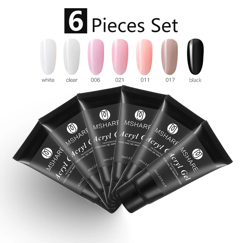 

MSHARE 60ML 6pcs Acryl Gel Poly Gel Crystal UV Builder Quick Extension Camouflage Wholesale