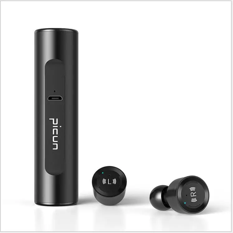 Оригинальные беспроводные Bluetooth наушники Picun W2, спортивные наушники с басами, гарнитура с микрофоном для iPhone, Xiaomi, huawei, ПК, MP3 - Цвет: Black