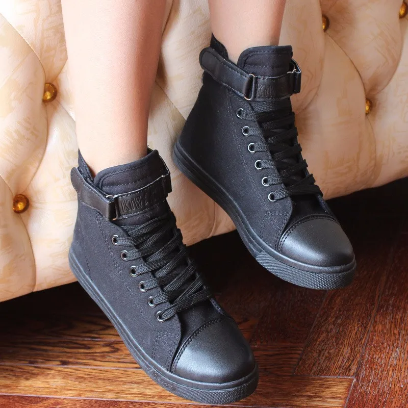 Flat High Top Canvas Women Shoes 17 Colors Spring Autumn Women's Flats Espadrilles Lace Up Casual Shoes Foot 22-24.5CM YD87 (6)