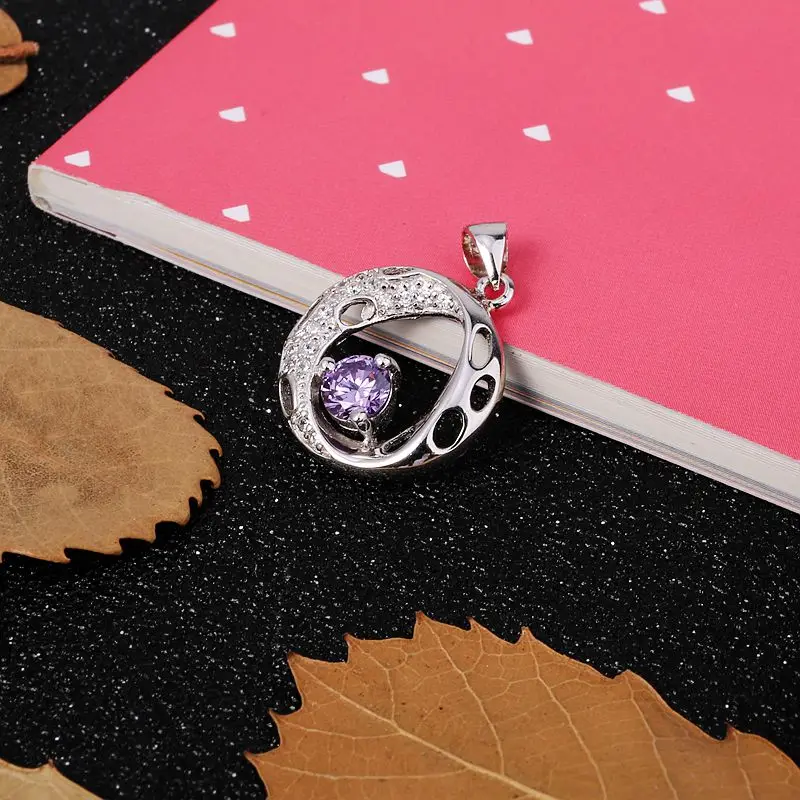 Ожерелье из серебра 100% пробы с австрийским кристаллом 2 цвета|sterling silver necklace|925