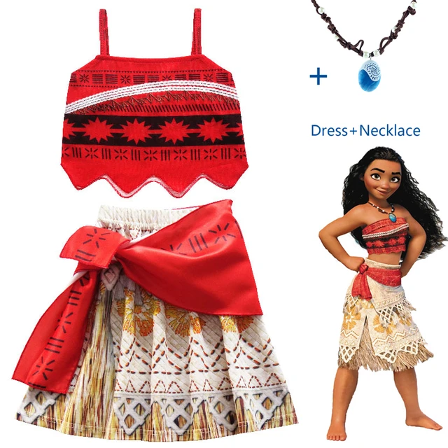 Fantasia Infantil Moana Princesa Havaiana Luxo Com Colar