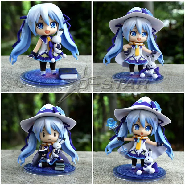 

Free Shipping 4pcs Cute 4" Vocaloid Miku Magician Enchanter Boxed PVC Action Figure Model Collection Toy Gift (4pcs per set)