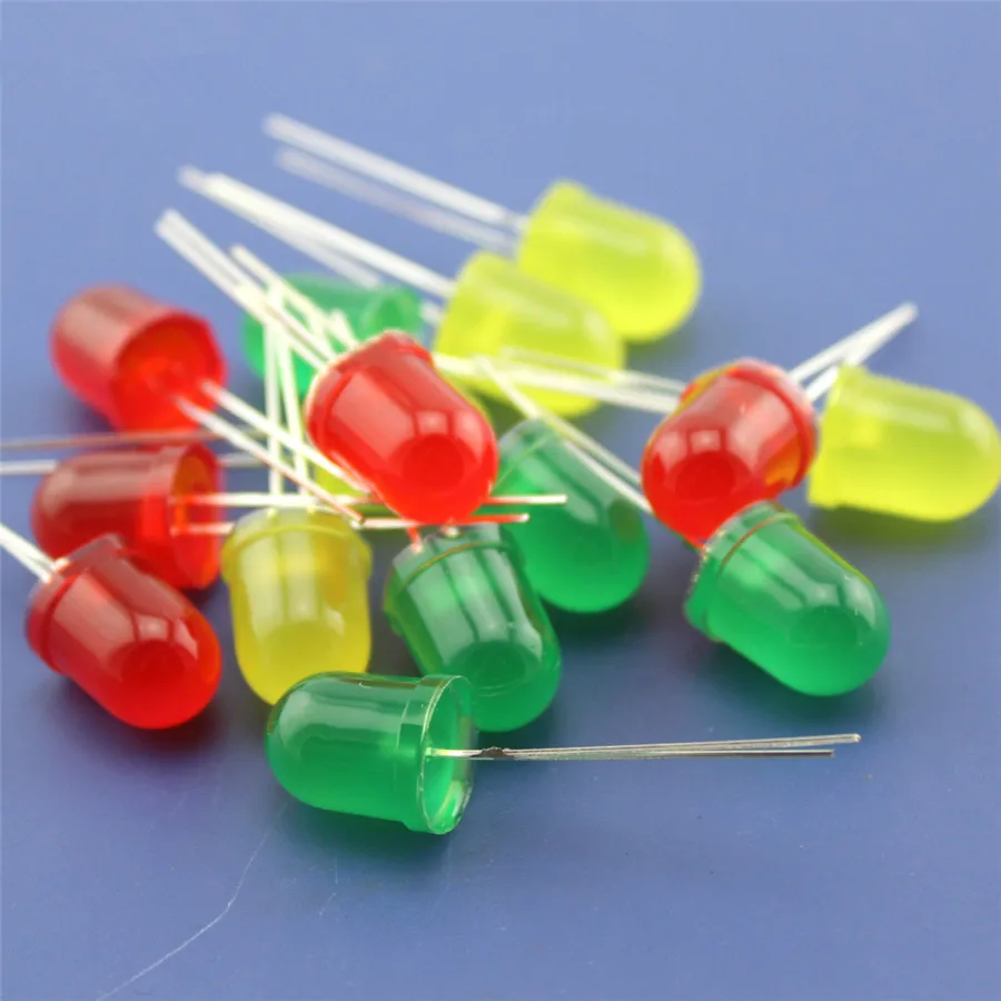 5pcs/pack J521 10mm Diameter LED 3colors Light Emitting Diode DIY Model