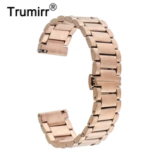 20 мм Бабочка нержавеющая сталь часы ремешок браслет для Moto 360 2 Gen 42 мм samsung gear S2 классический R7320 Pebble Time Круглый