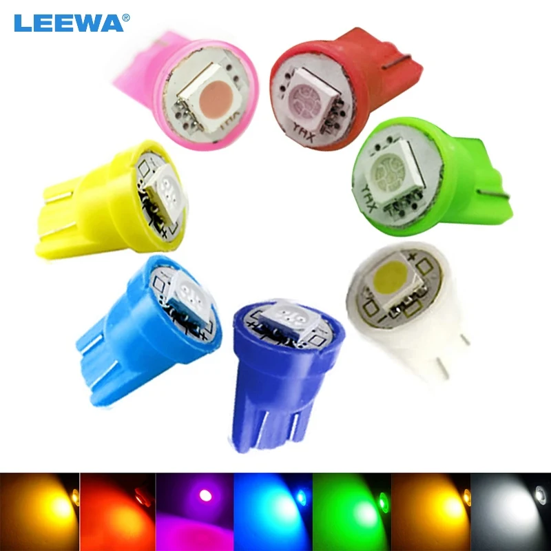 

LEEWA 10 шт. DC12V Автомобильные 168 194 T10 5050 Чип 1SMD светодиодные клиновидные Автомобильные светодиодные лампы 7 цветов # CA1525