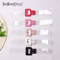 TWOTWINSTYLE прозрачный пояс для женщин ПВХ Лоскутная искусственная кожа одноцветное широкий пояс-шарф словосочетание платье Женская мода