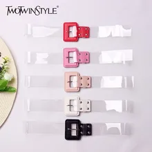 TWOTWINSTYLE Transparent Belt Women PVC Patchwork Pu Leather Basic Belts Cummerbund Collocation Dress Female Fashion Korean