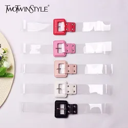 TWOTWINSTYLE Transparent Belt Women PVC Patchwork Pu Leather Basic Belts Cummerbund Collocation Dress Female Fashion Korean