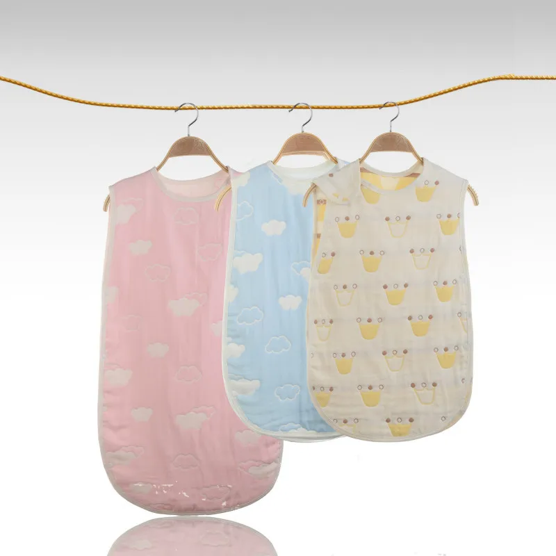 

1 Pc New Pattern Vest Type Crown Sleeping Bag 6 Layers of Gauze Soft Sleeping Bag for Children Sleeveless Sling Bag FTRQ0359