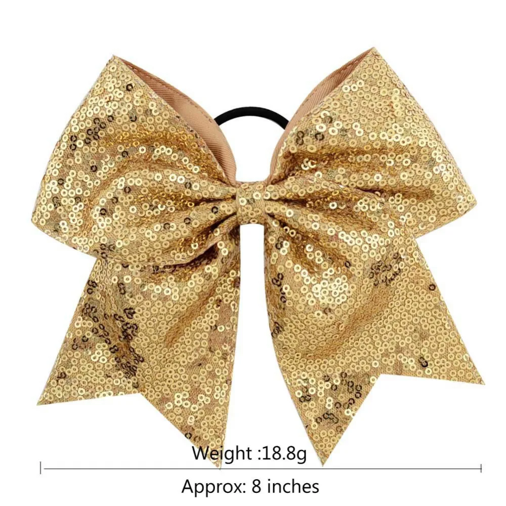 كبيرة بريق فيونكة للزينة ذيل حصان حامل مرونة الشعر العلاقات 8 بوصة الانحناء الاكسسوارات الكلاسيكية للشباب النساء المشجع الفتيات