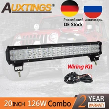 Auxtings Auto LEVOU 20 polegadas 126 w Fileiras Duplas À Prova D’ Água IP67 CE RoHS Feixe de Combinação de Carro Em Linha Reta LEVOU Barra de Luz Offroad 4×4 Worklight