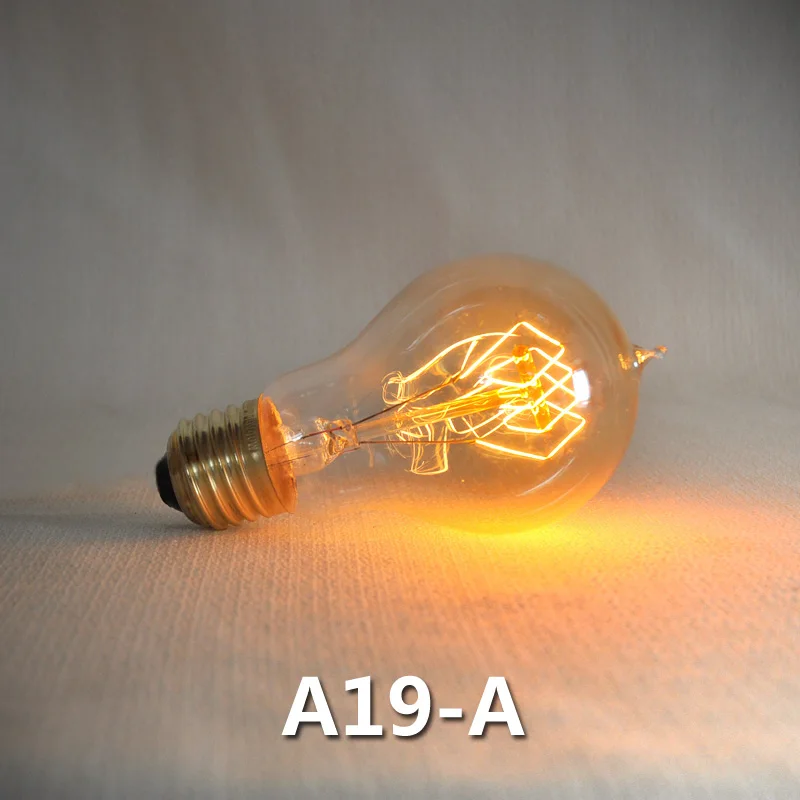 Эдисон лампы Ретро A19 в винтажном стиле ncandescent лампы 110 В 220 Праздничные огни 40 Вт для домашнего декора