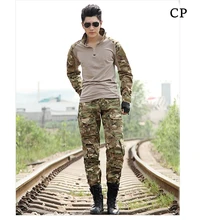 Тактическая Боевая униформа для мужчин армейская Охота Открытый пейнтбол костюм наборы Мультикам одежда камуфляж Военная футболка+ брюки карго