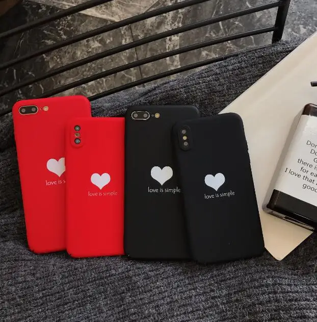 YHCSZ Simple Love Heart Full Cover Hard PC Phone case for iphone 6 6s 7 8 plus X |