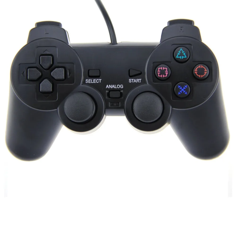 Проводной геймпад для PS2 для PS1 с двойным вибрационным джойстиком, джойстик для PS2 для PS1 для Playstation 1 и 2, черный