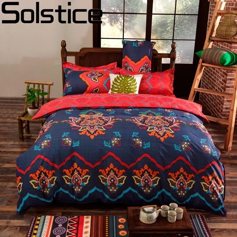 

Solstice Home Textile Printing Bohemia Nationalities Style 4pcs Bedding Sets Bed Set Duvet Cover Set Bedlinen Bedclothes 50