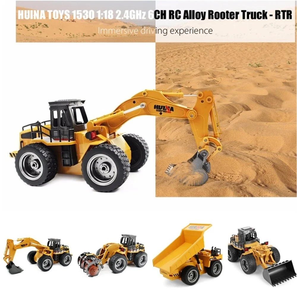HUINA 1520/1530/1540/1590 1:18 2 4 GHz 6CH RC грузовик строительство транспортного средства сплава