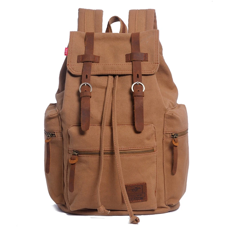 

Vintage Canvas Men's Backpack bag Fashion Men Travel backpack bag Sport Male backpack For 15.6" laptop Brown Large capacity bag
