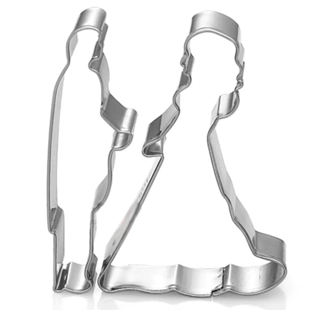 2pcs/set Bride & Groom Shape Stainless Steel Wedding Cake Decorations
