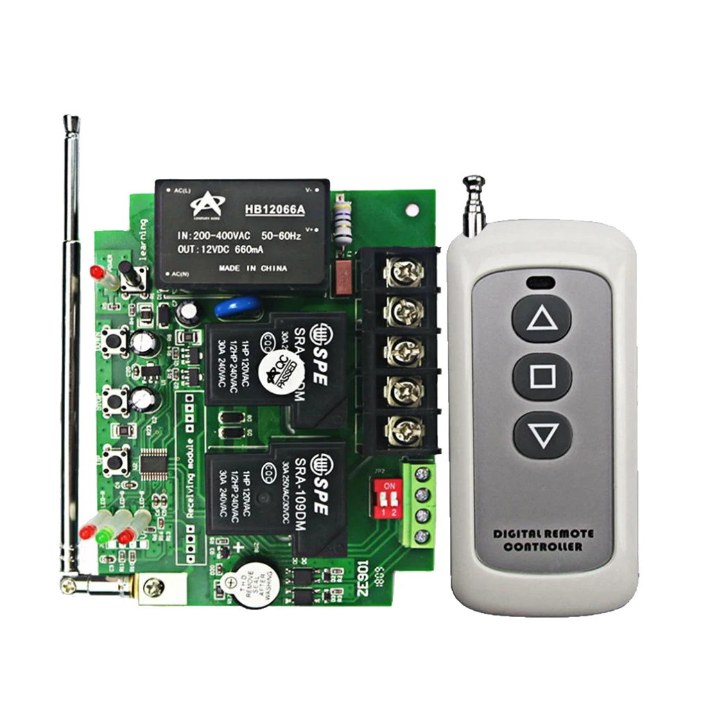 

433MHz AC 220-380V 2 CH Wireless RF 40A Relay Remote Control Switch Receiver