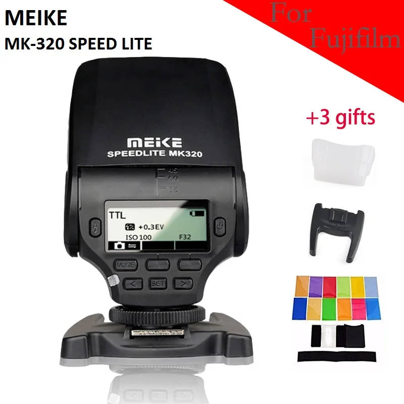 

MeiKe MK-320 mk320f TTL Flash speedlite For Fujifilm hotshoe m3/4 X-T10 X-PRO1 X100T X100S X-A1 X-E2 X-M1 X-A2 X30 X-E1