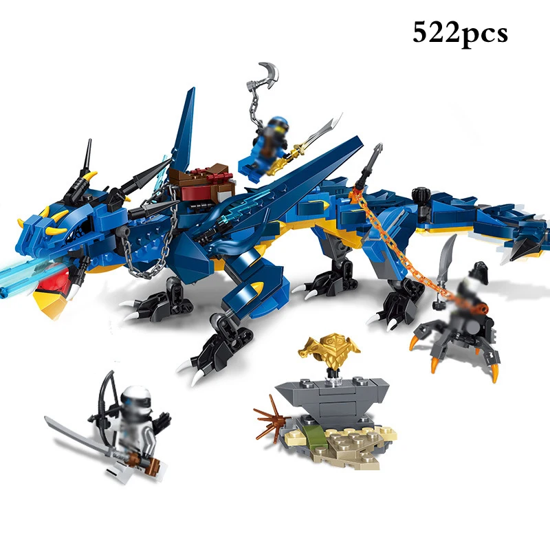 

Ninja Movie Red Dragon Blue Lion Knight Building Blocks Flying Mecha Figures Building Blocks Compatible Legoing Ninjagoed Toys