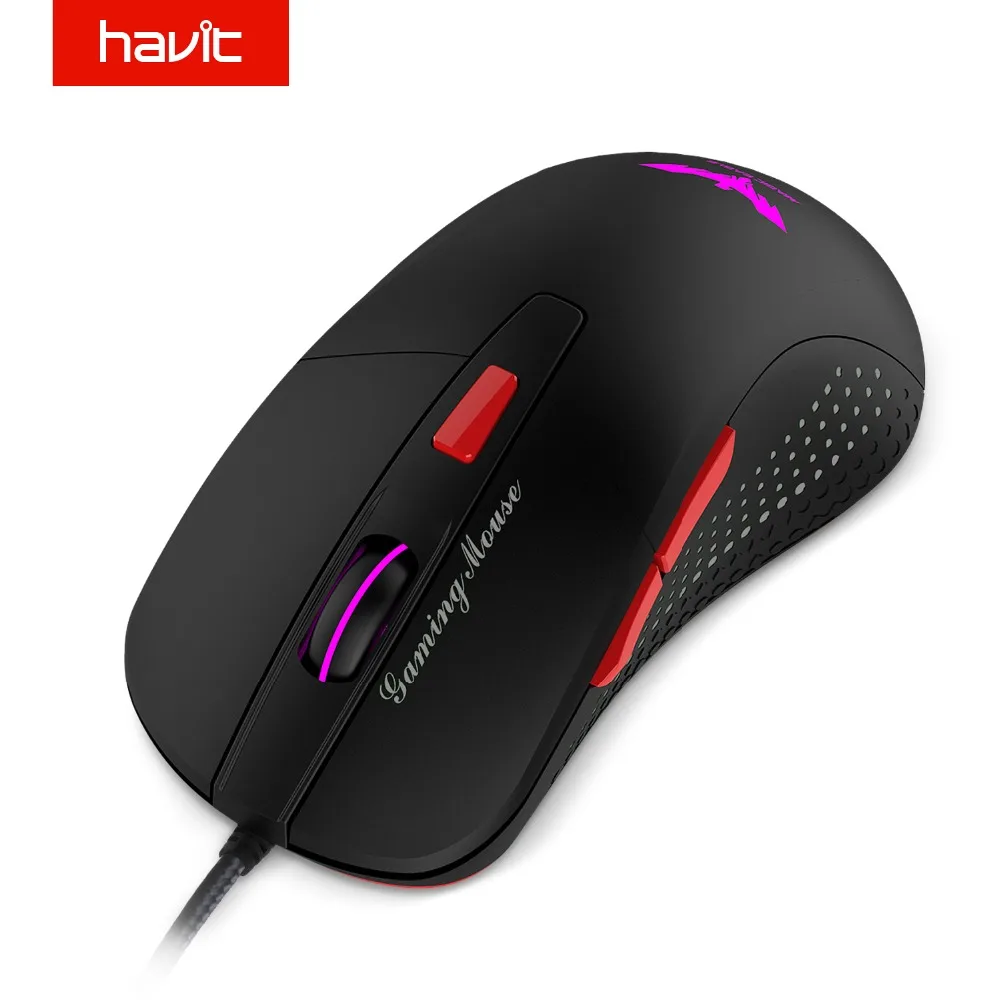 HAVIT Проводная игровая мышь USB Оптические светодиодные лампы Мышь Gamer 2800 DPI с 6 ю