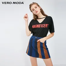 Vero Moda Новая Женская эластичная хлопковая контрастная мини-джинсовая юбка | 318437503