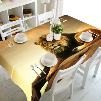

Customized Round Square Animals print Luxury Decorative 3D Table Cabinet Dinner Table Cloth Cover Polyester fabric