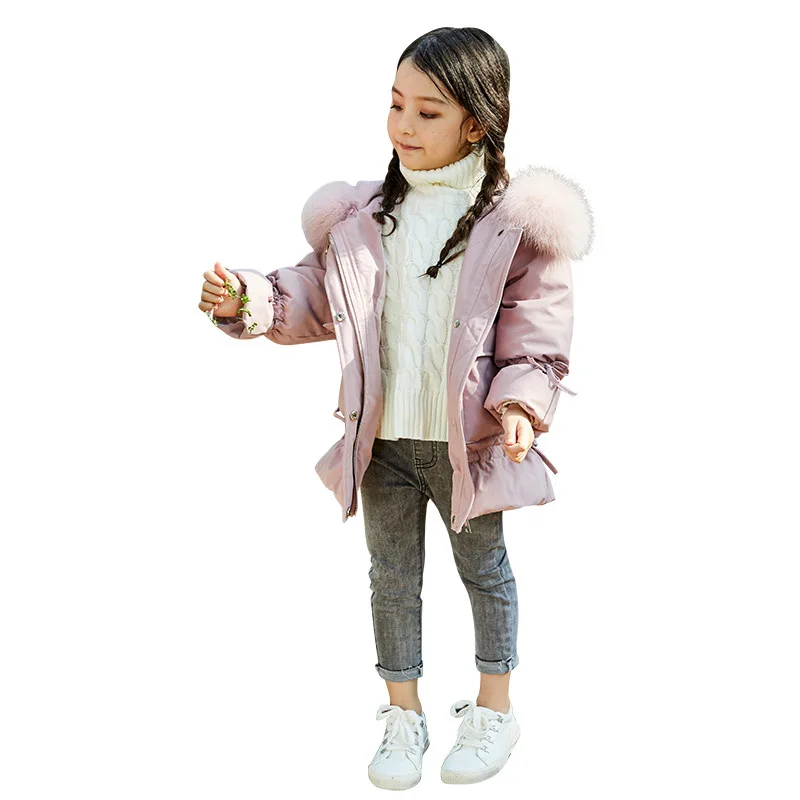 

New Girls Down Garment Thickened in the Korean Winter Edition of Middle-aged Children's Baby Coat Thickened Heating Down Garment