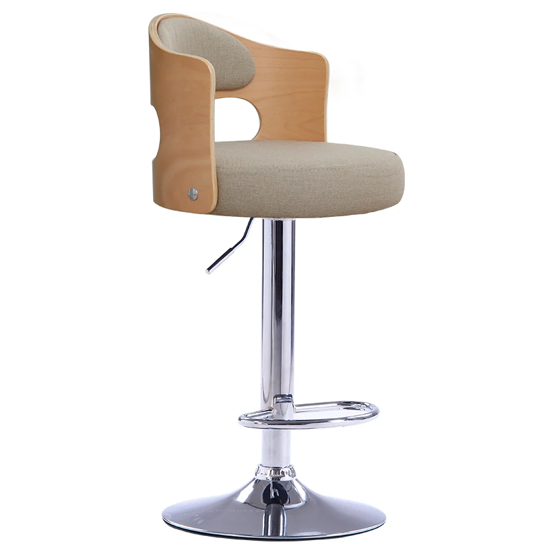 

Multi-function Bar Chair Household Simple Lifted Rotated Dining Stool with Footrest Coffee Shop Bar Stool Solid Wood Backrest