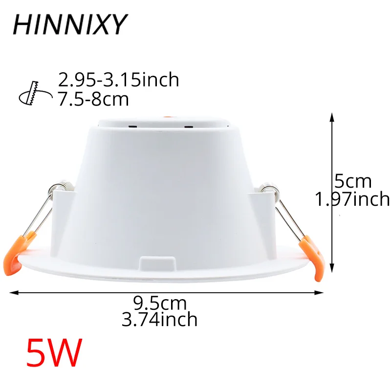 Светодиодный Интеллектуальный радар-датчик Hinnixy, светильники 75 мм, отверстие для резки 110-220 В, 5 Вт, 7 Вт, 9 Вт, встраиваемая потолочная лампа для гаража, коридор туалет