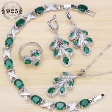 Свадебные CZ Ювелирные наборы для женщин Свадебные 925 пробы серебряные ювелирные изделия кольцо браслет серьги кулон ожерелье набор подарочная коробка