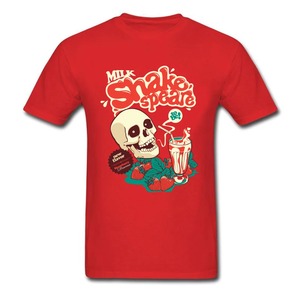 Student Classic Casual T Shirt O Neck Father Day Cotton Fabric T Shirt Normal Short Sleeve Milk Shakespeare Top T-shirts Milk Shakespeare red