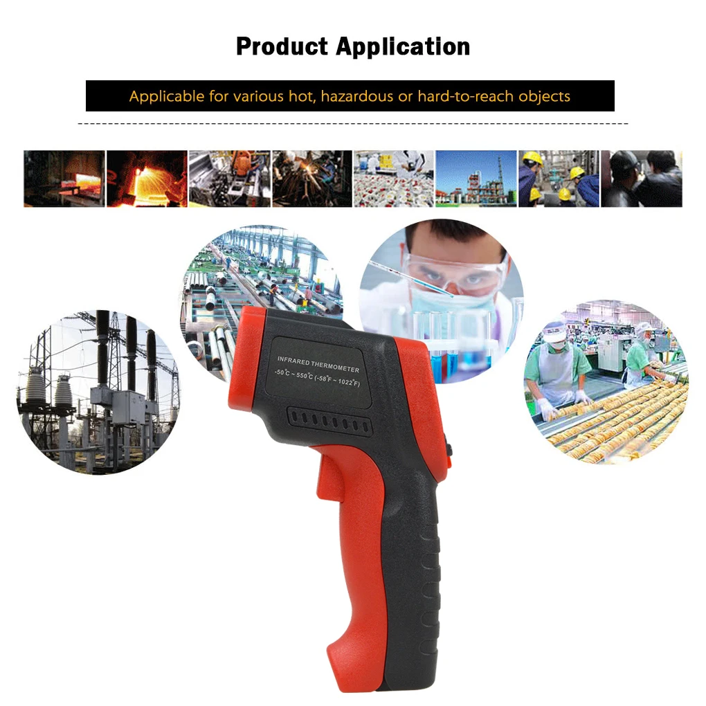 

Non-contact Digital Infrared Thermometer Handheld LCD IR Temperature Meter -50 to 550Degree Pyrometer