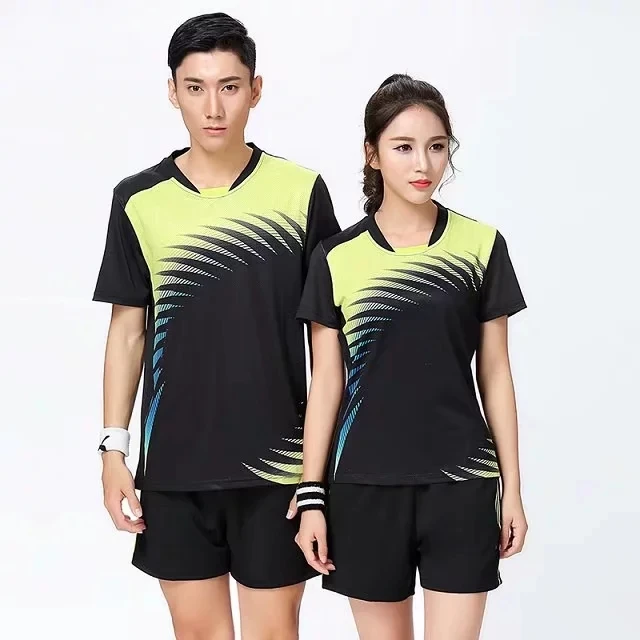 

Summer Short Sleeve Badminton Sports Suit For Men And Women Quick Dry Sweat Absorption O-Neck Tennis Set L908SHD