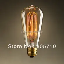 ST64 лампа Эдисона E26/E27 220 в 40 Вт теплый белый стеклянный материал 60*140(мм) 2 шт./лот, антикварная лампа