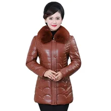 Зимний средневековый женский пальто из искусственной кожи плюс размер 5XL меховая стеганая куртка теплая хлопковая стеганая Толстая Повседневная Верхняя одежда парки U19