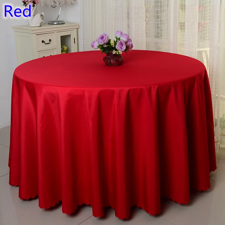 Red colour wedding table cover table cloth polyester table linen hotel banquet party round