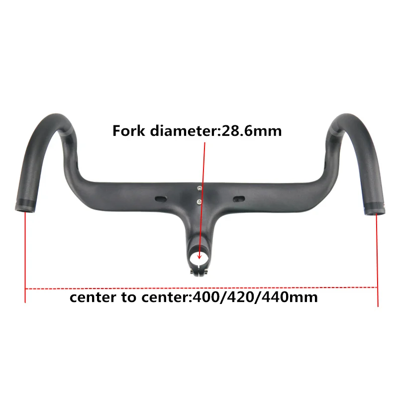 Aeronova карбоновый дорожный велосипедный руль мотоцикла матовый на выбор Интегрированный руль со стволом, 400/420/440 черный руль для велосипедов из углеродного материала дорожного движения