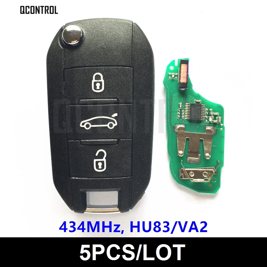 

QCONTROL 3 Buttons Car Remote Key for Citroen C4 Cactus Hella 434MHz HU83 or VA2 Blade