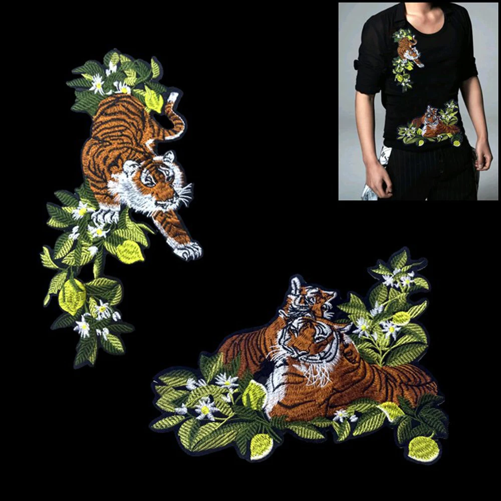 Bushes-Tiger-Embroidered-Patches-Sew-On-Motif-Applique-DIY-Accessory