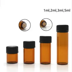 5 шт. эфирное масло флакон из янтарного стекла w/отличаются друг от друга и штепселем 1/2/3/5 мл образец небольшая бутылка
